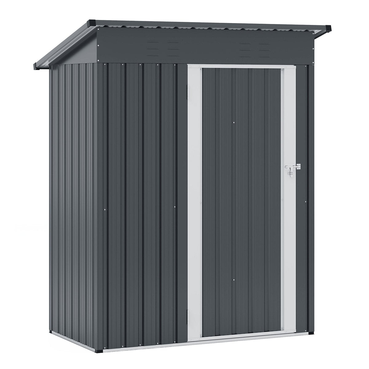 5 x 3 Feet Outdoor Storage Shed with Sloped Roof and Lockable Door-Gray
