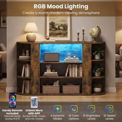 50 Inch TV Stand for 55 Inch TV with RGB Lights Entertainment Center with Adjustable and Removable Shelf-Rustic Brown