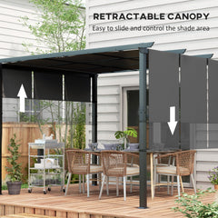 10' x 10' Metal Pergola, Outdoor Pergola with Retractable Canopy, for Garden, Patio, Backyard, Deck, Charcoal Grey