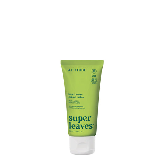 ATTITUDE Hand Cream, Made in Canada, EWG Verified, Plant and Mineral-Based, Vegan Personal Care Products, Pear & Amber Scent, 75 mL