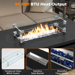 51 Inch Propane Fire Pit Table with Removable Lid-Black
