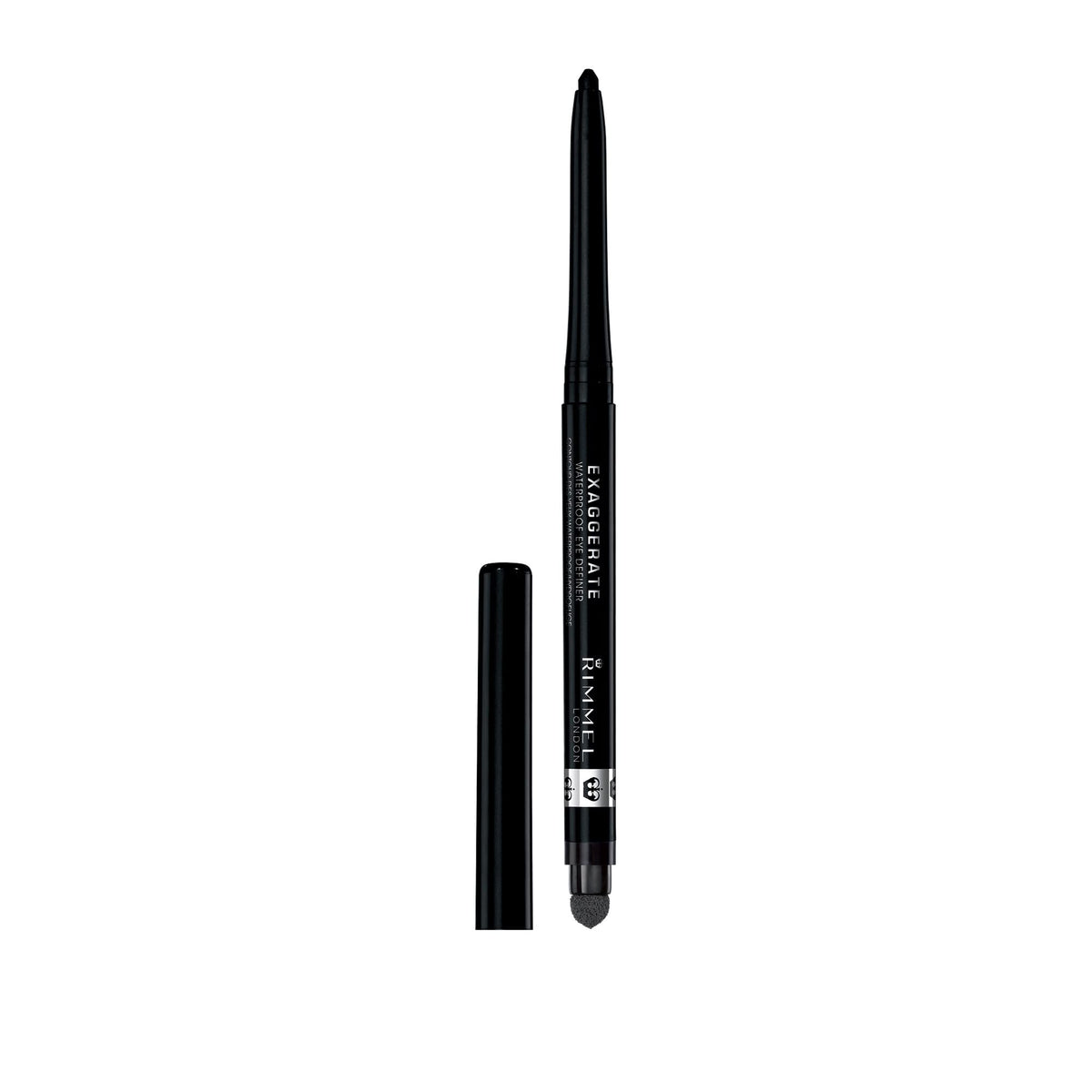 Rimmel London - Exaggerate Waterproof Eye Definer, built-in smudger & sharpener, creamy matte finish, Up to 10H, long-lasting, 100% Cruelty-Free, Black - 261 (Uncarded)