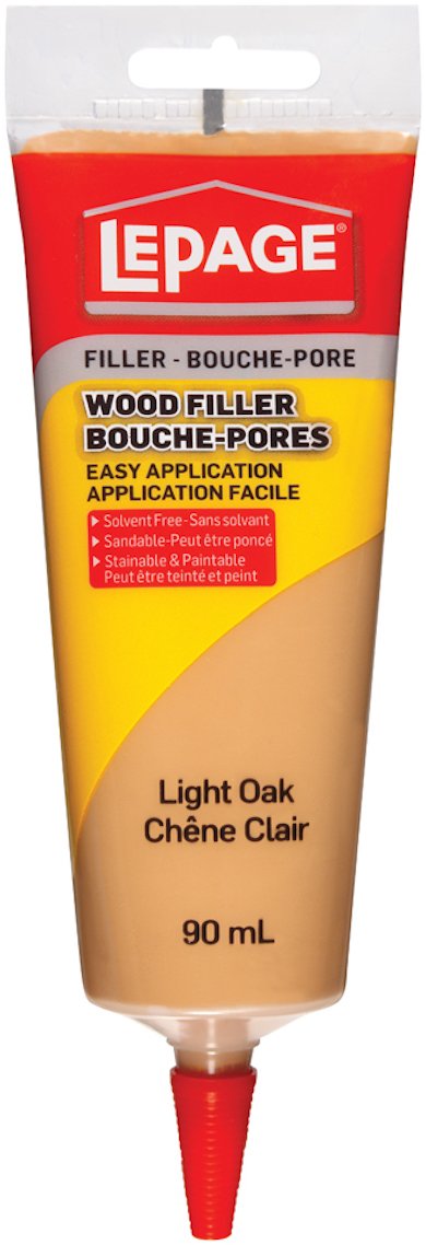 LePage Wood Filler - Tinted Wood Putty for Repairs, Holes, & Cracks, Paintable & Stainable - Light Oak Color, 90 mL, 1 Pack
