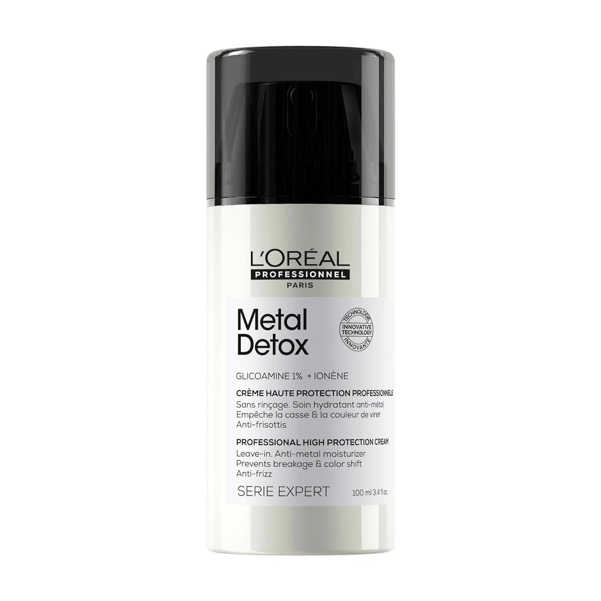 L'Oreal Professionnel Metal Detox Leave-in Cream, Hydrating, Anti-Frizz, UV Protection, Prevents Damage, Prolongs Hair Color, Adds Softness, For Dry, All Types, 100 ML