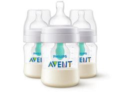 Philips Avent Anti-Colic Baby Bottle with AirFree Vent, Slow Flow 1 Nipple, 0m+, 4oz, 3 Pack, Clear, BPA-free, SCY701/03