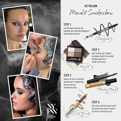 Revlon ColorStay Brow Fantasy, All In One Eyebrow Powder Pencil with Shaping Clear Gel, Gel Infused with Panthenol, Smudge-proof, 16HR Visibly Full Brows, 104 Dark Brown