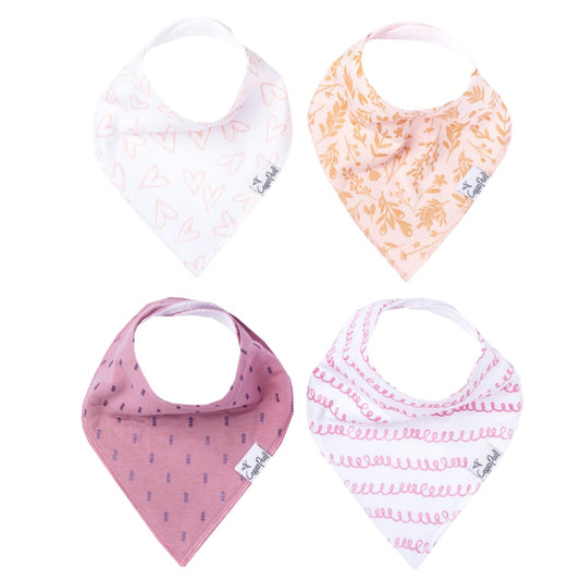 Copper Pearl Baby Bandana Drool Bibs for Drooling and Teething 4 Pack Gift Set for Girls, "Lola"