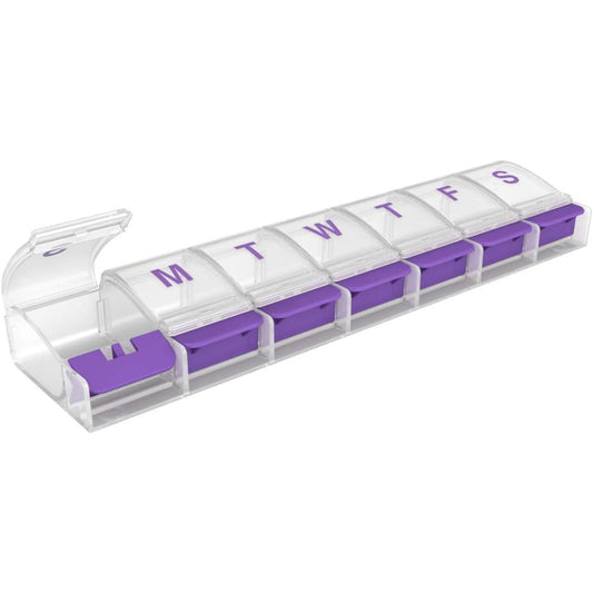 EZY DOSE Weekly (7-day) Push Button Pill Organizer and Planner (XL), Arthritis Friendly, X-Large, Assorted Colors