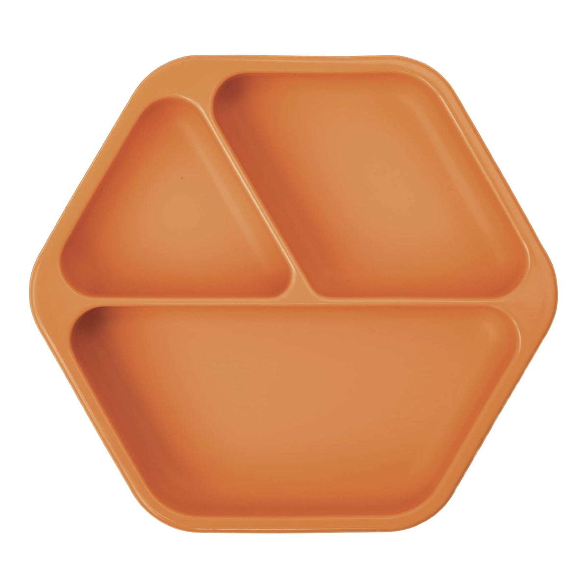 Tiny Twinkle Silicone Suction Baby Plate, Suction Grip Divided Dish for First Foods and Self-Feeding, 6-24 Months, Baby Led Weaning Supplies for Independent Eating (Cinnamon, Plate)