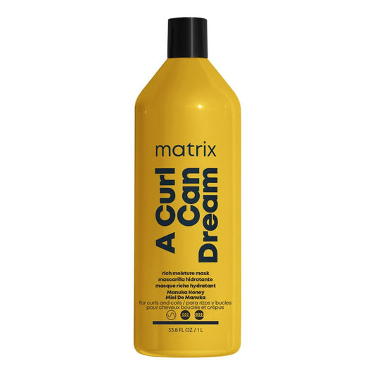 Matrix Curlay Hair Rich Mask, Hydrating & A Curl Can Dream Deep Conditioning Leave-In Mask, For Curly & Coily Hair, Sulfate & Paraben Free, Preserves Curl Pattern, 1000ml (Packaging May Vary)