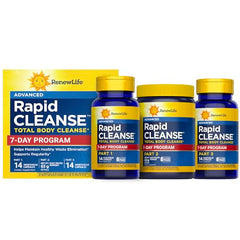 Renew Life Adult Cleanse - 7-Day Rapid Total Body Cleanse for Men & Women - 3-Part, 7-Day Program - Gluten, Dairy & Soy Free - 28 Vegetarian Capsules + 2.2 Ounce Powder Formula (Packaging May Vary)