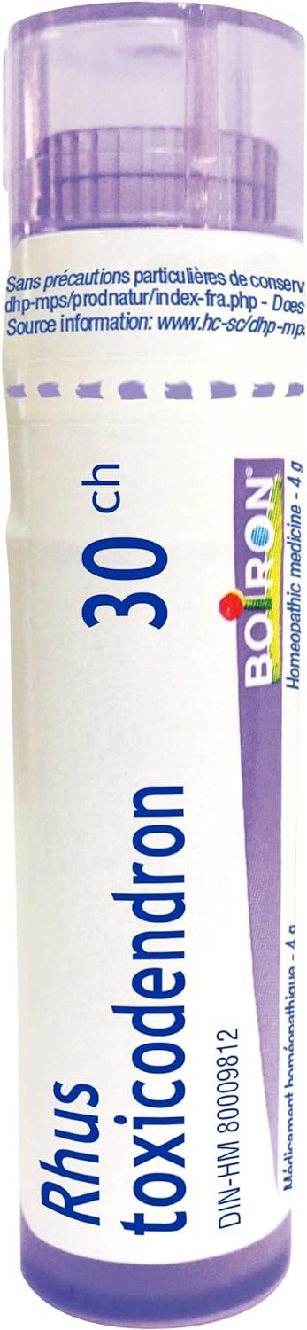 Boiron Rhus toxicodendron 30ch,Homeopathic medicine. Each tube contains 4 g (approximately 80 pellets)