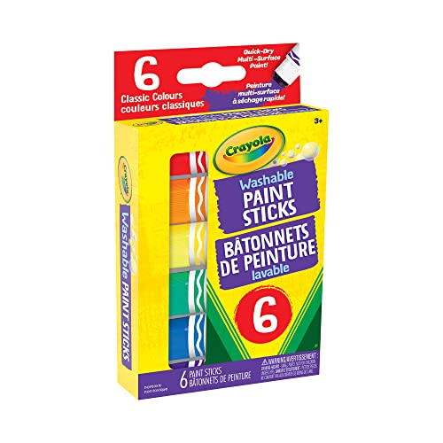 Crayola Canada Washable Paint Sticks,6CT, Holiday Toys, Gift for Boys and Girls, Kids, Stocking, Arts and Crafts, Gifting, Assorted vibrant colours
