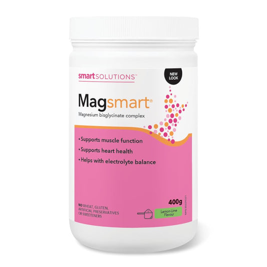 Smart Solutions Magsmart Powder Lemon-Lime Flavour, Magnesium Bisglycinate Complex, Supports Muscle Function, Heart Health, and Helps with Electrolyte Balance. With 280 mg Magnesium Bisglycinate, No Artificial Preservatives or Sweeteners, 400 g