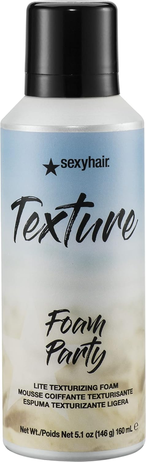 SexyHair Texture Foam Party Lite Texturizing Foam, 5.1 Oz | Buildable Hold | Adds Shine | All Hair Types