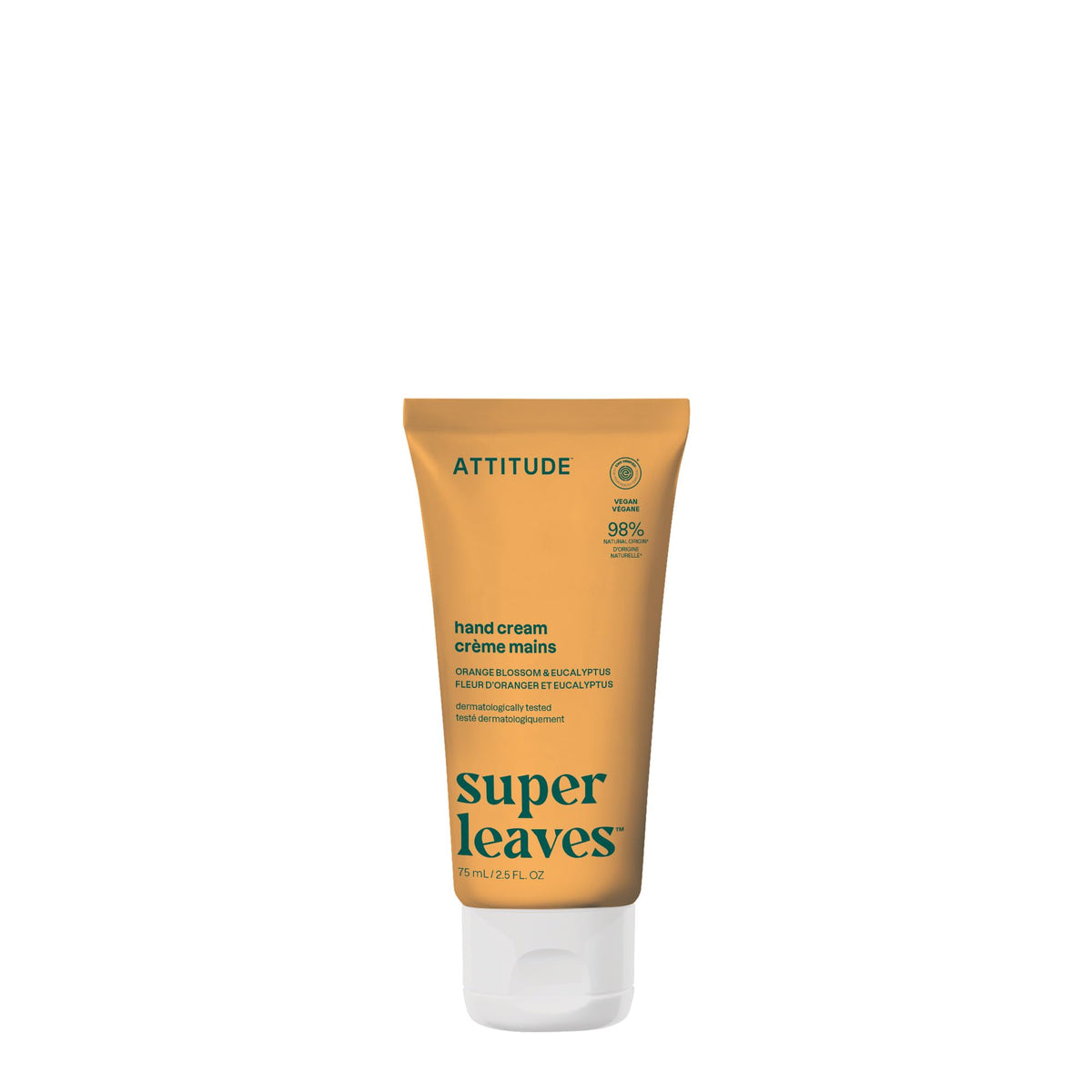 ATTITUDE Hand Cream, Made in Canada, EWG Verified, Plant and Mineral-Based, Vegan Personal Care Products, Orange Blossom & Eucalyptus Scent, 75 mL