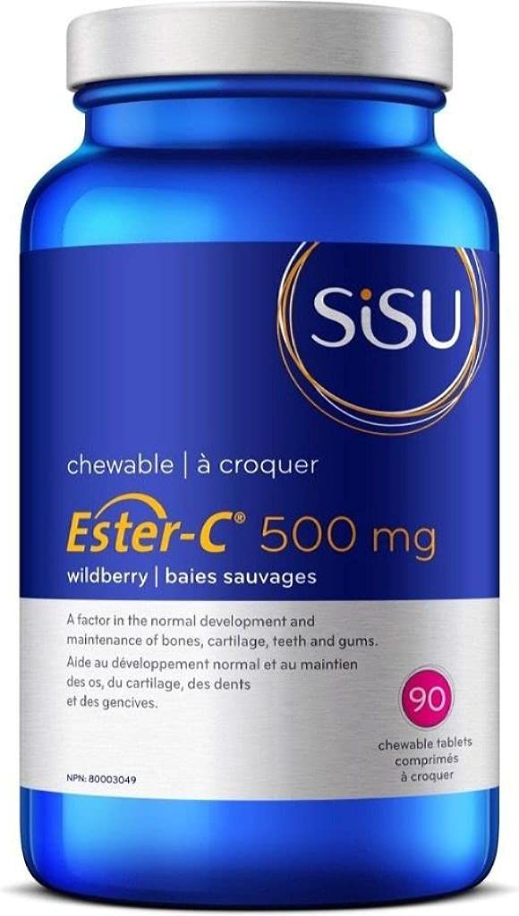 Sisu Ester-C 500mg Chewable Tablets, Berry, Naturally Sweetened Vitamin C with 24-hour Immune Support, Less Acidic, Better Absorbed & Retained Than Other Forms of Vitamin C, Gluten Free & Vegan