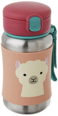 Skip Hop Toddler Sippy Cup with Straw, Zoo Stainless Steel Straw Bottle, Llama
