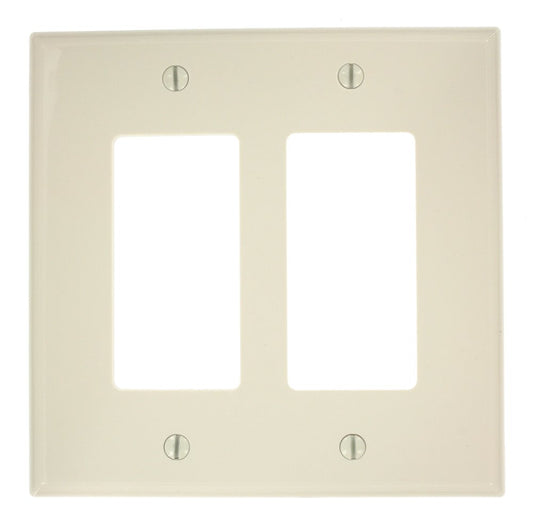 Leviton Decora 2-Gang Wallplate, Midway Size, PJ262-00T, Light Almond