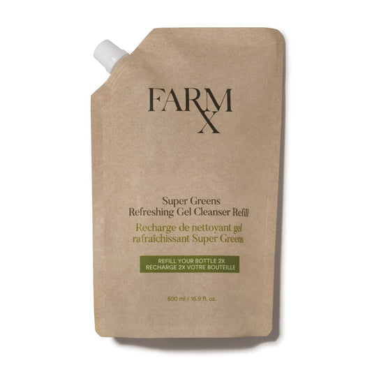 [Farm Rx] Super Greens Refillable Gel Cleanser Refill - Vegan natural daily gel cleanser with super green ingredients to cleanse skin and remove dirt and makeup (500ml/16.9 fl oz)