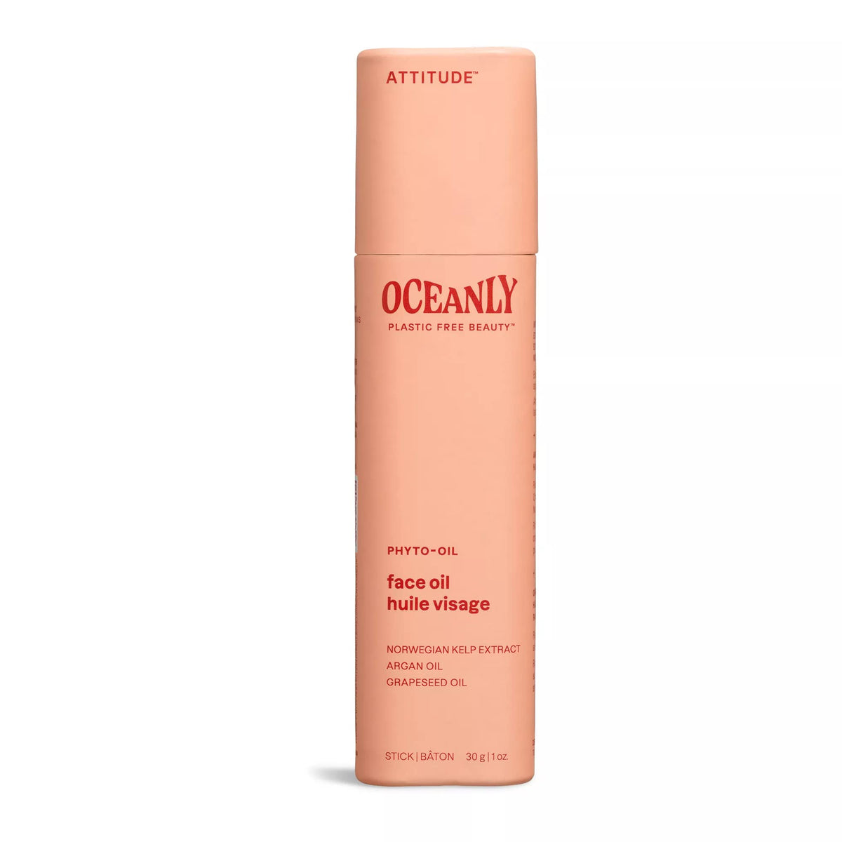 ATTITUDE Oceanly Face Oil Bar, Made in Canada, EWG Verified, Plastic-free, Plant and Mineral-Based Ingredients, Vegan Beauty Products, PHYTO OIL, Unscented, 30 grams