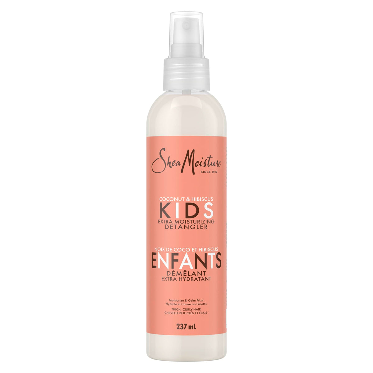 SheaMoisture KIDS Extra-Moisturizing Detangler for thick, curly hair Coconut & Hibiscus with Slippery Elm & Marshmallow Root Extract, 237ml