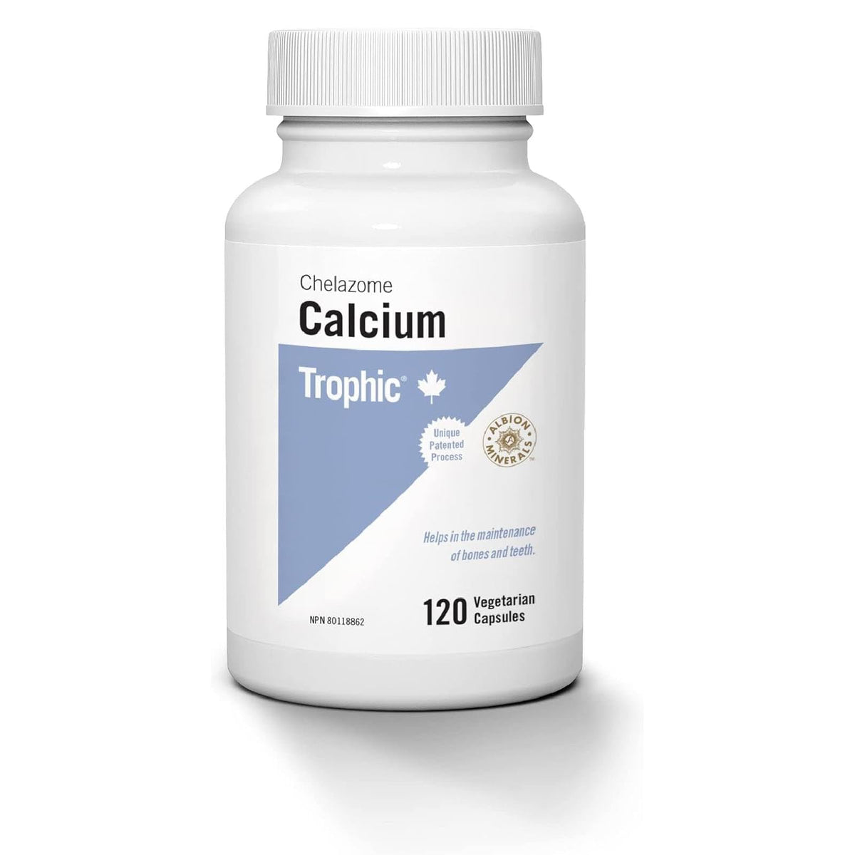 Trophic Calcium Chelazome, 120's. For the maintenance and developments of healthy teeth and bones.Aids in metabolism, blood clotting, nerve transmission and regulation of the heartbeat. Chelated with natural amino acids, provides superior absorbtion.