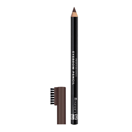 Rimmel London - Brow This Way Professional Pencil, stunning natural look, 2 in 1 brush & pencil, 100% Cruelty-Free, Dark Brown - 001 (Uncarded)