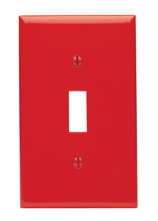 Leviton 1-Gang Toggle Device Switch Wallplate, Standard Size, Thermoplastic Nylon, Device Mount, 80701-R, Red
