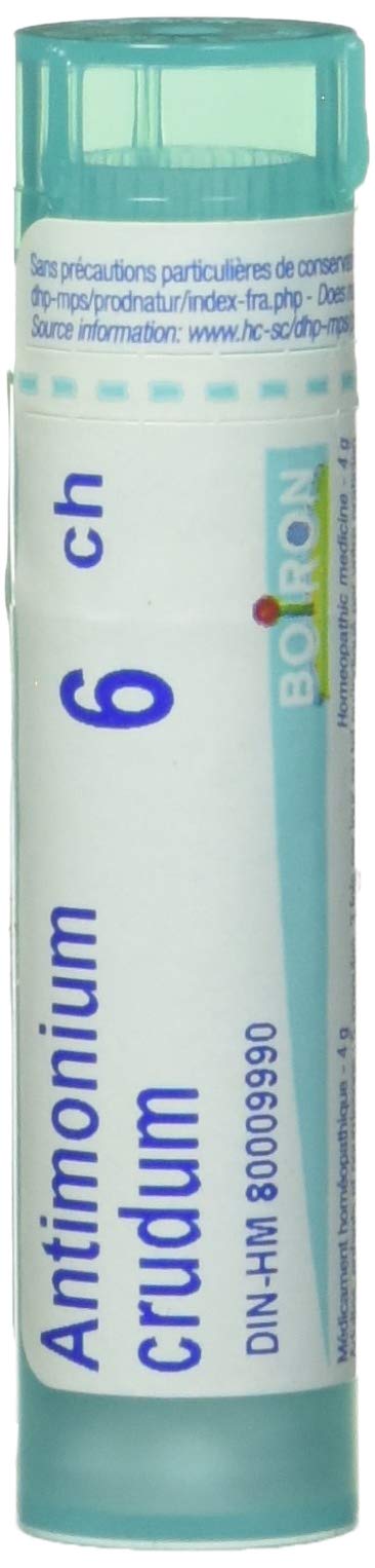 Boiron Antimonium crudum 6ch,Homeopathic medicine. Each tube contains 4 g (approximately 80 pellets)