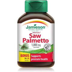 Jamieson Protease Saw Palmetto 1,000 mg, Urinary Health, Supports Prostate Health and Function, and Provides BPH Support. Gluten-Free, Lactose-Free, 60 Softgels, Proudly Canadian