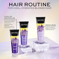 John Frieda Violet Crush Purple Shampoo for Brass Repair of Natural and Colour-Treated Blonde Hair | Neutralizes Brassiness and Yellow tones | Cool tone blonde | Purple Pigments | Travel Size (45 mL)
