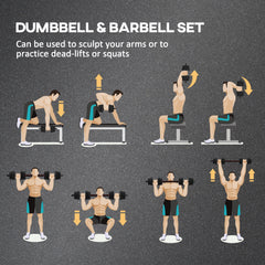 44lbs 2-in-1 Adjustable Dumbbells Weight Set, Dumbbell Hand Weights Barbell for Body Fitness, Lifting Training for Home, Office, Gym, Black and Red