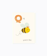 Sea Urchin Studio ABC Wall Art for Kids, Q/Queen Bee
