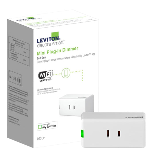 Leviton Decora Smart Dimmer Plug, Wi-Fi 2nd Gen, D23LP-2RW, White