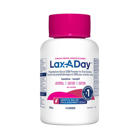 LAX-A-DAY Powder Laxative - No Taste, No Grit, No Sugar - Clinically Proven Relief of Occasional Constipation - Stimulates Bowel Movements - Prevents Gas, Cramping & Bloating (14 doses, 238 g)