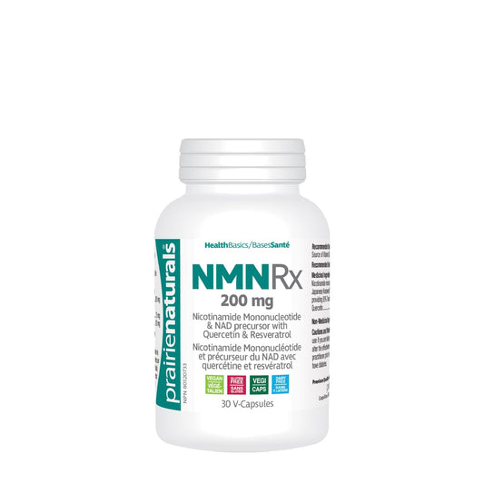 Prairie Naturals NMN Rx 200mg w/Quercetin+Resveratrol provides vitamin B3 and antioxidants - 30 Count Non-GMO, Gluten Free, Vegan