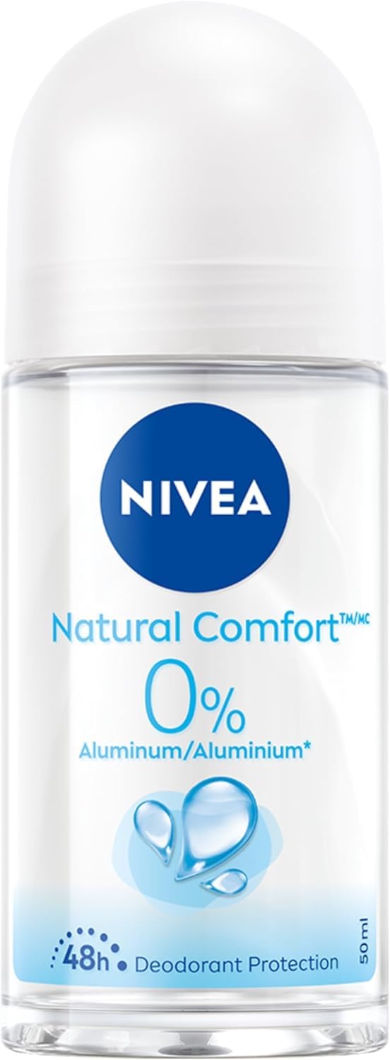 NIVEA Natural Comfort 0% Aluminum 48H Roll-On Deodorant, 50ml
