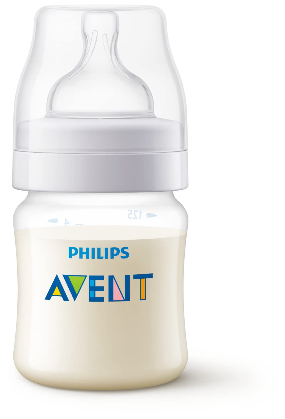 Philips Avent Anti-Colic Baby Bottle, Slow Flow 1 Nipple, 0m+, 4oz, 1 Pack, Clear, BPA-free, SCY100/01