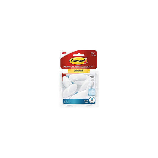 Command BATH18-6ESF Towel Hooks, Value Pack, Medium, Frosted
