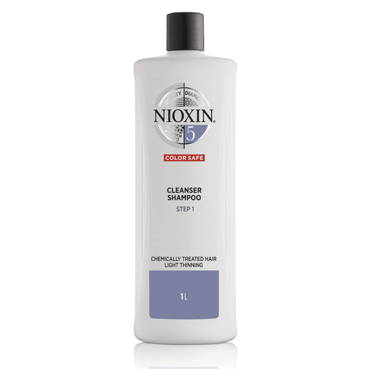 Nioxin System 5 Scalp Cleansing Shampoo with Peppermint Oil, for Bleached & Chemically Treated Hair with Light Thinning, 33.8 fl oz