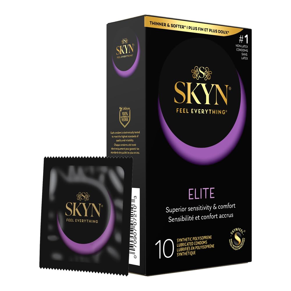 SKYN Elite Condoms – 10 Count – Ultra-Thin, Lubricated Latex-Free Condoms