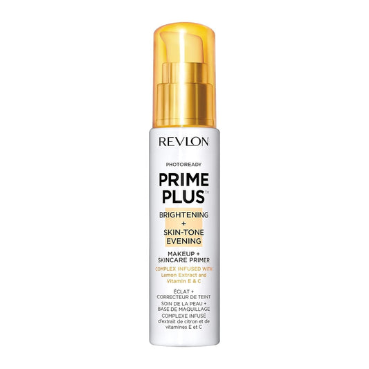 Revlon Face Primer, PhotoReady Prime Plus Face Makeup for All Skin Types, Blurs & Fills in Fine Lines, Infused with Vitamin C and Lactic Acid, Brightening & Skin Tone Evening, 1 Oz/ 30ml