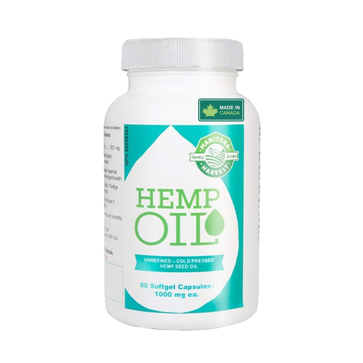 Manitoba Harvest Hemp Seed Oil Softgels, 2,475mg of Plant Based Omegas 3,6 & 9 per serving including GLA, Fish Oil Alternative, 60 Count (Pack of 1)