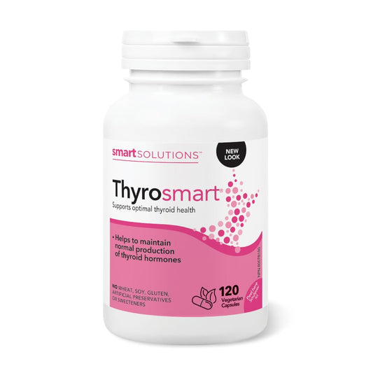 Smart Solutions Thyrosmart Vegetarian Capsules, Helps to Maintain Normal Production of Thyroid Hormones, and Supports Production and Repair of Connective Tissue. With L-Tyrosine, Gluten-Free, No Artificial Preservatives or Sweeteners, 120 Count