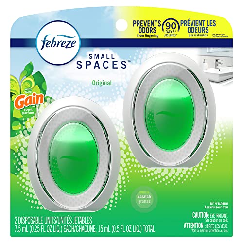 Febreze Small Spaces Air Freshener, Odor Eliminator, Gain Original, 2 count