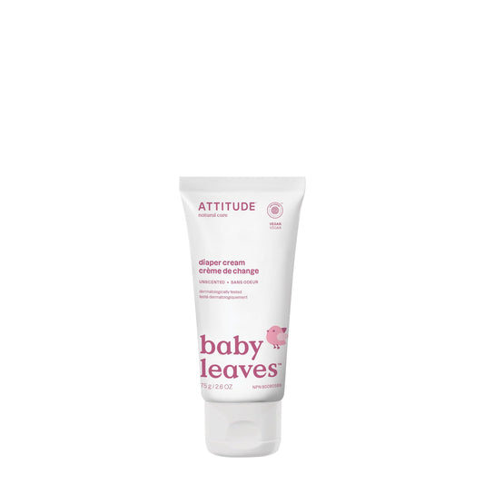 ATTITUDE Diaper Cream for Baby, Made in Canada, EWG Verified, Dermatologically Tested, Formulated with Zinc Oxide, Vegan, Unscented, 75 grams