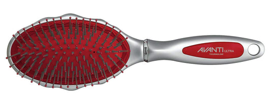 Avanti Ultra Tourmaline Cushion Paddle Brush for Detangling Wet or Dry Hair with nylon ball tipped bristles, Oval