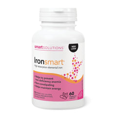 Smart Solutions Ironsmart Vegetarian Capsules, Helps Prevent Iron Deficiency Anemia, Helps Maintain Energy. High Absorption Elemental Iron, Non-Constipating, Gluten-Free, 60 Count.
