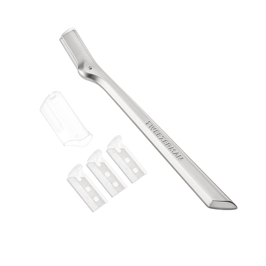 Tweezerman Eyebrow Razor with 3 Replacement Blades and Safety Cap (Stainless Steel)